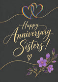 Load image into Gallery viewer, Rainbow Hearts Floral Anniversary Card for Sisters
