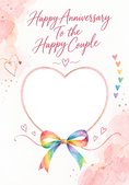 Load image into Gallery viewer, Rainbow Bow Heart LGBTQ+ Photo Upload Anniversary Card
