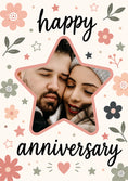 Load image into Gallery viewer, Floral Stars and Flowers Photo Upload Anniversary Card
