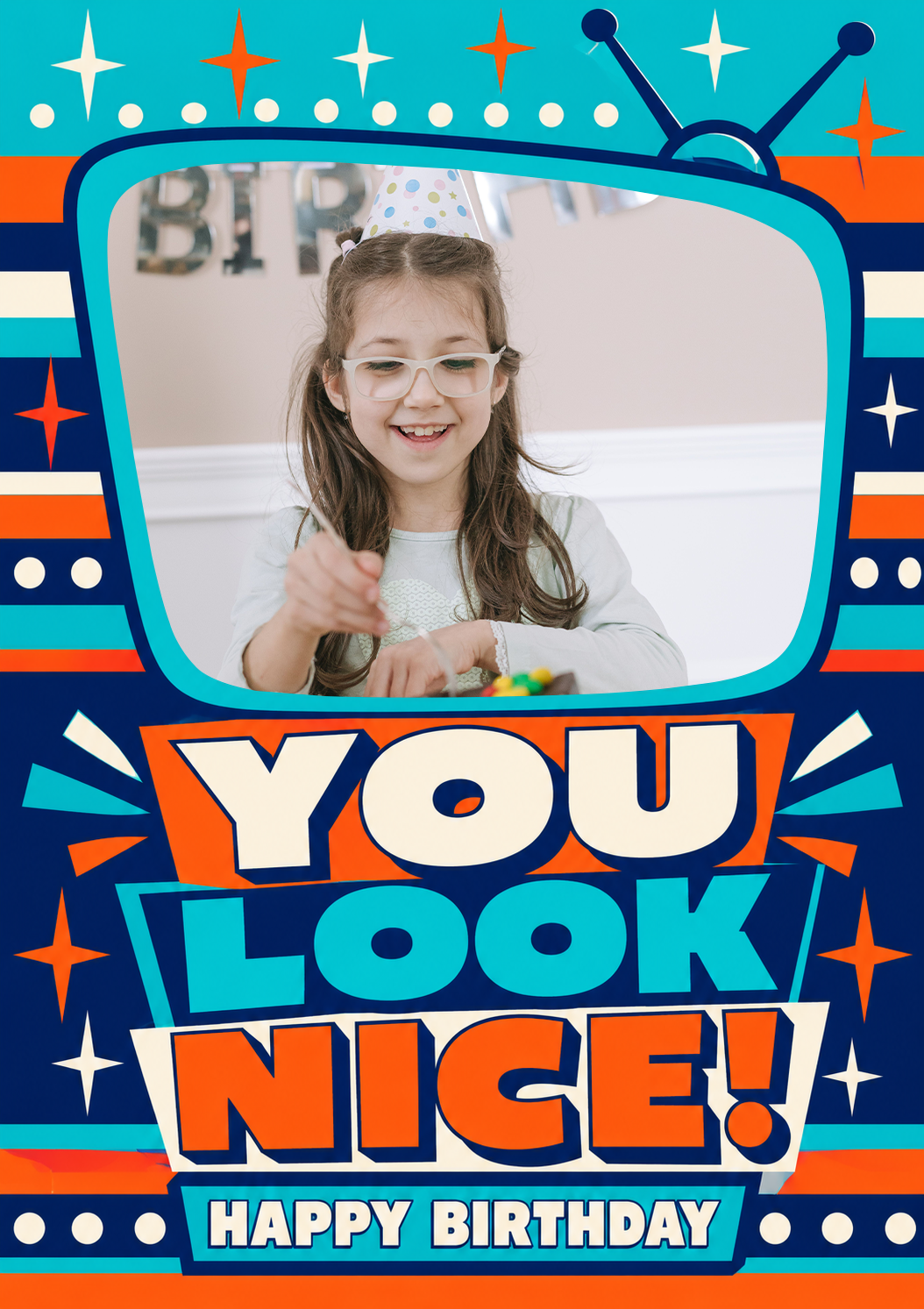 Funny Retro TV You Look Nice Happy Birthday Card