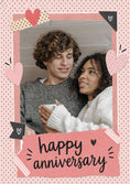 Load image into Gallery viewer, Pink Scrapbook Hearts Photo Upload Anniversary Card
