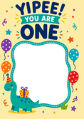 Load image into Gallery viewer, Yipee You Are One Dinosaur Photo Upload 1st Birthday Card
