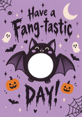 Load image into Gallery viewer, Funny Fang-tastic Cute Bat Photo Upload Halloween Card
