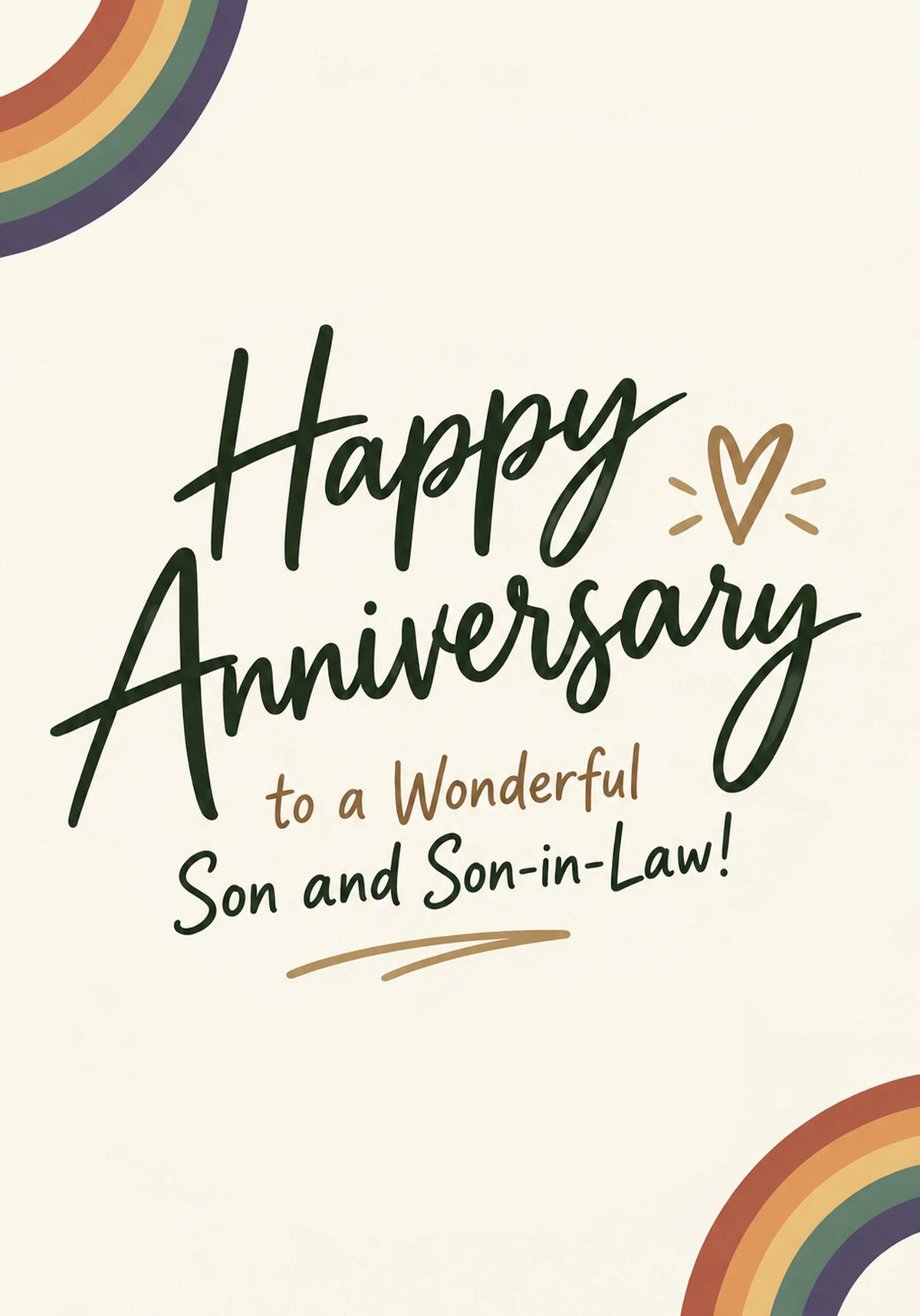 Rainbow Son and Son-in-Law Happy Anniversary Card