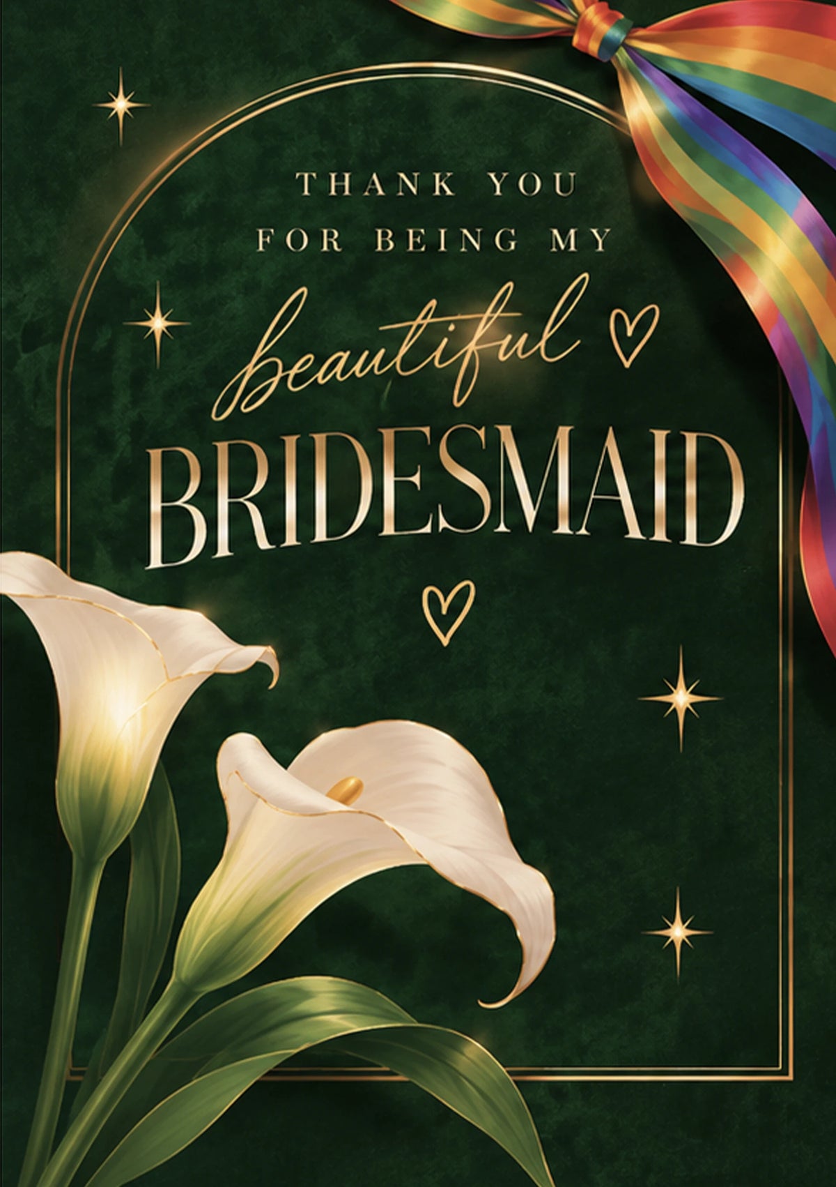 Green Floral Calla Lily Bridesmaid Thank You Birthday Card for Her