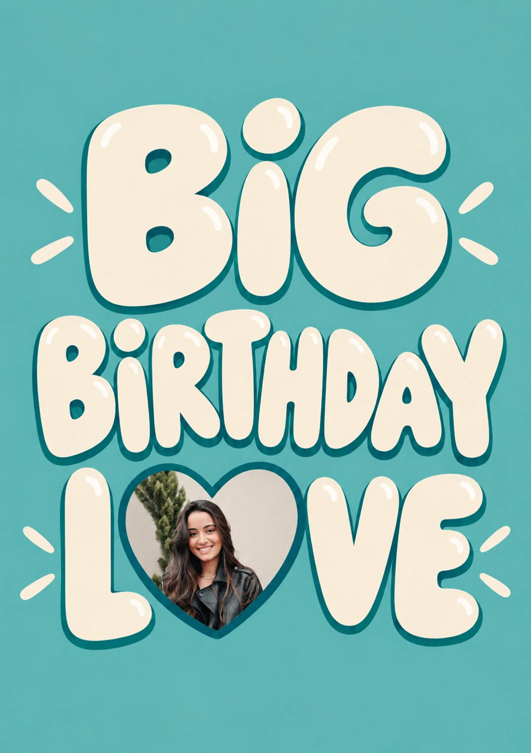 Big Birthday Love Bubble Text Photo Upload Birthday Card