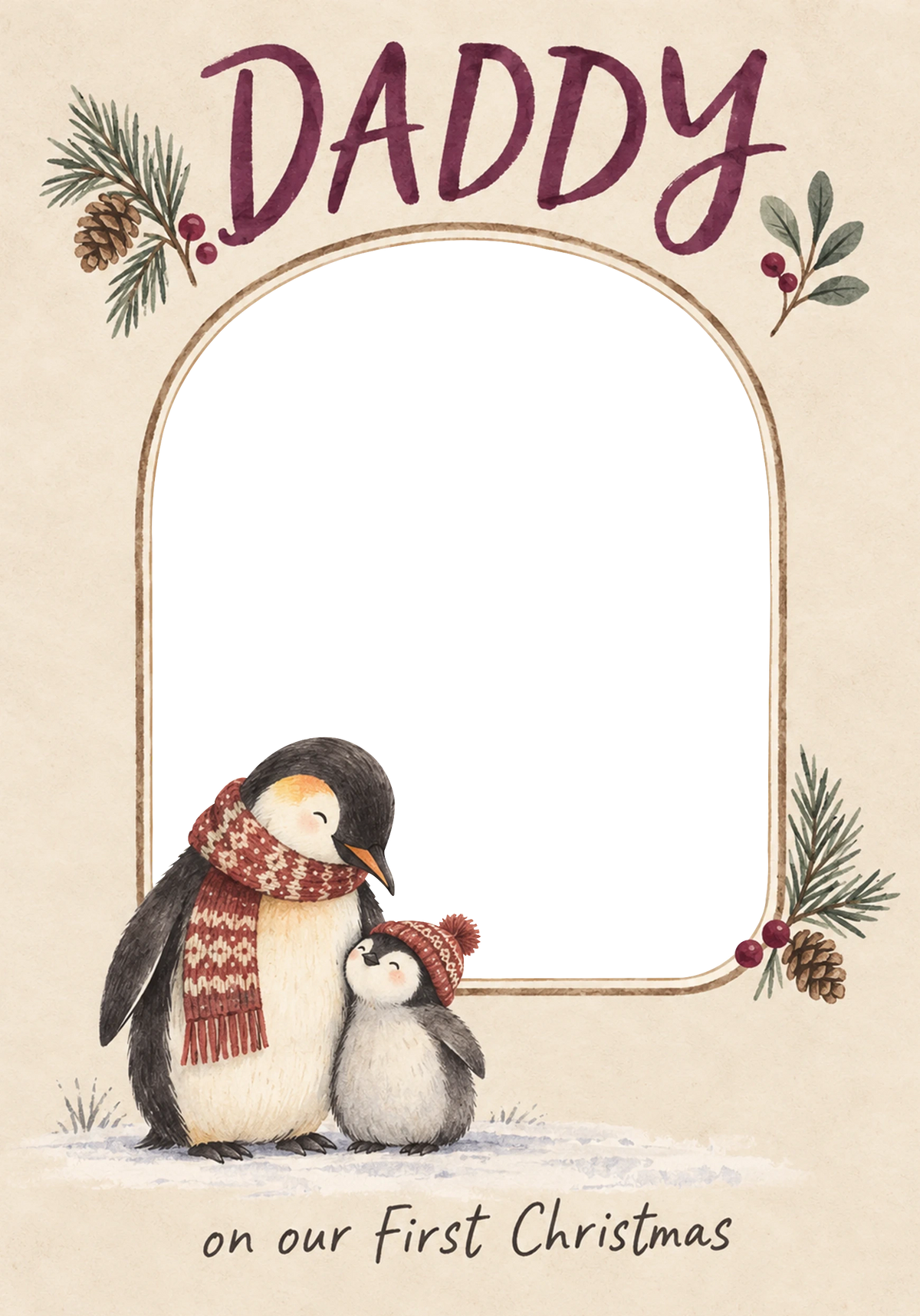Daddy Penguins First Christmas Photo Upload Christmas Card for Him