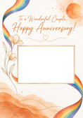 Load image into Gallery viewer, Rainbow Pride Floral Photo Upload Anniversary Card
