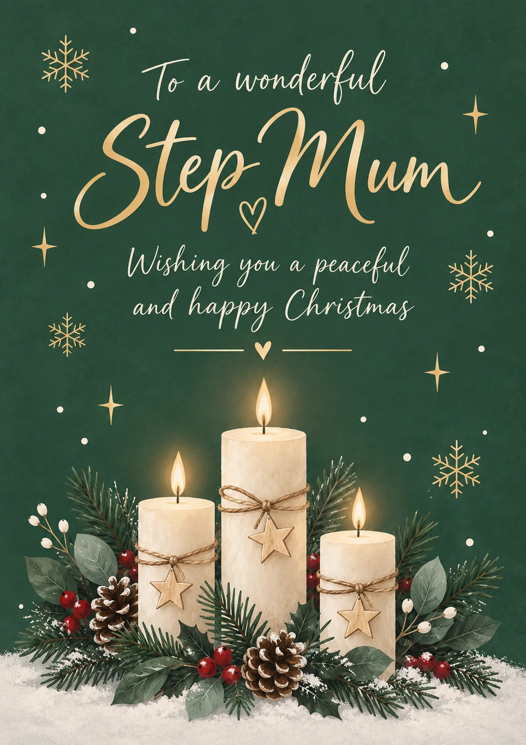 Candlelit Festive Scene Step Mum Christmas Card for Her