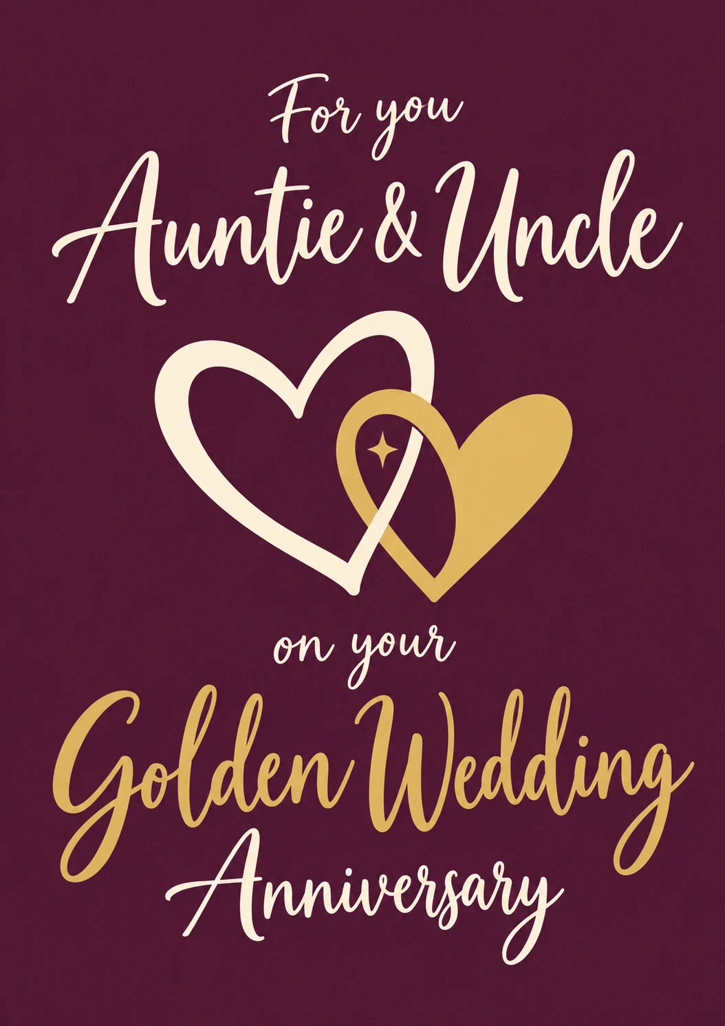 Golden Hearts Auntie and Uncle Wedding Anniversary Card