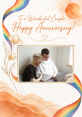 Load image into Gallery viewer, Rainbow Pride Floral Photo Upload Anniversary Card
