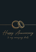 Load image into Gallery viewer, Rainbow Wedding Rings Anniversary Card for Two Dads
