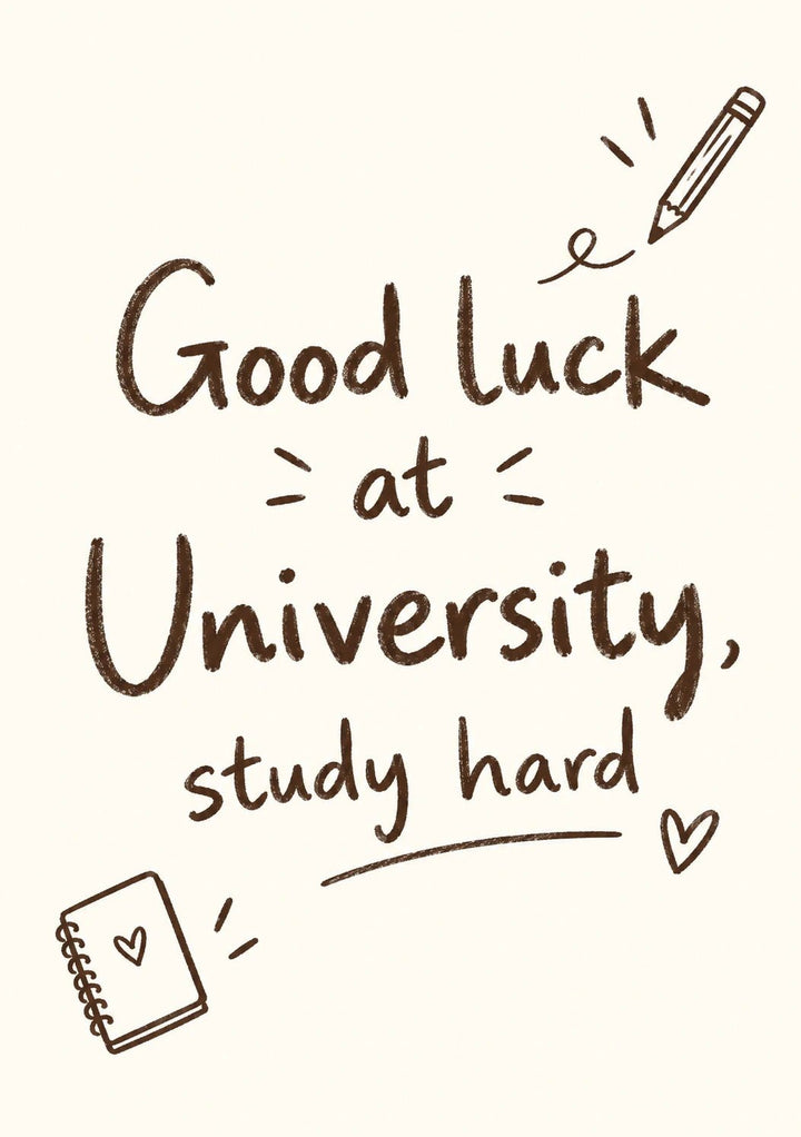 Good Luck at University Study Hard Back to School Card
