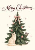 Load image into Gallery viewer, Cute Cats Pink Bow Tree Christmas Card for Her
