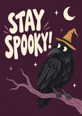 Load image into Gallery viewer, Funny Spooky Raven Witch Hat Halloween Card for Her
