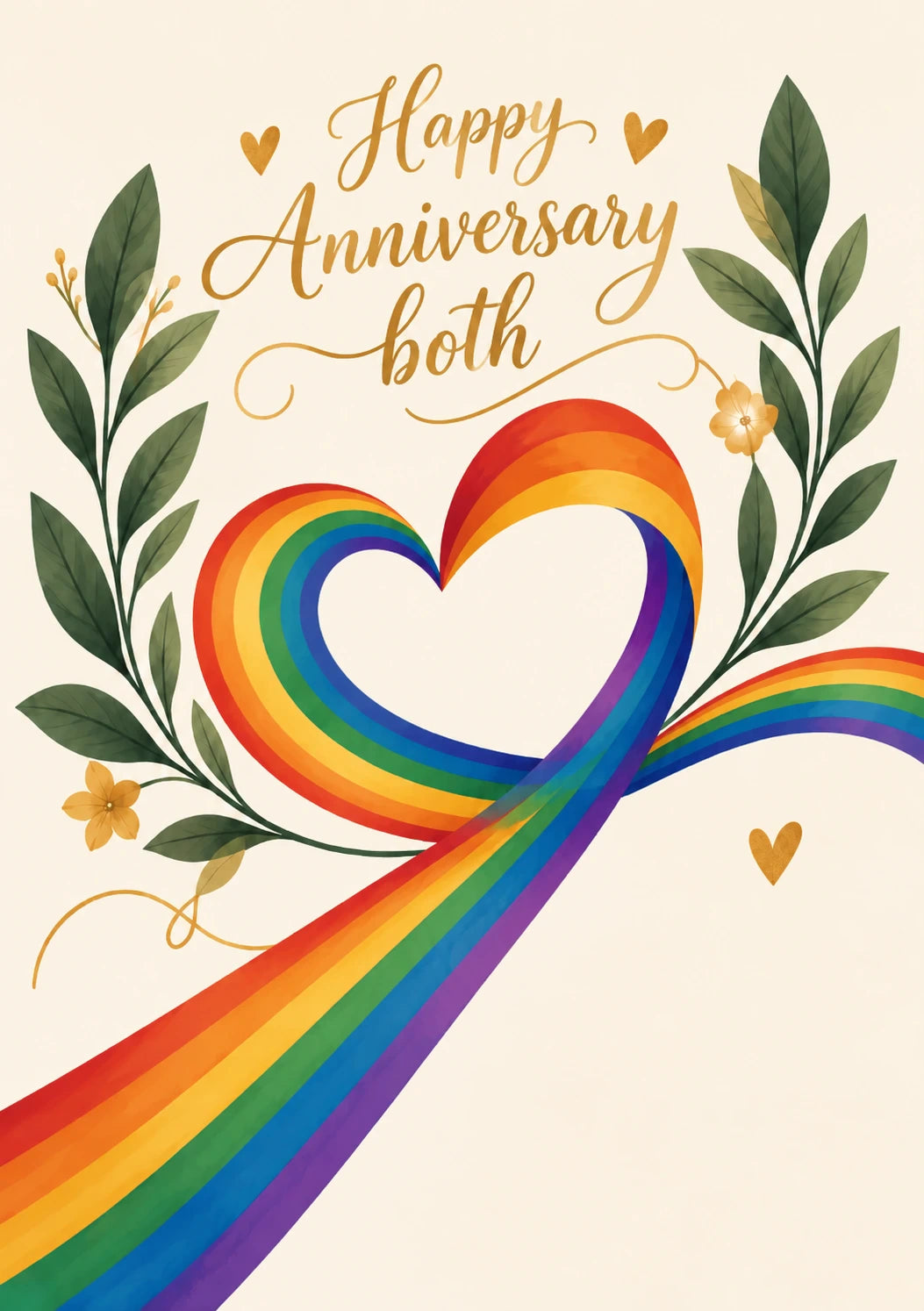 Rainbow Heart Pride Anniversary Card for Both