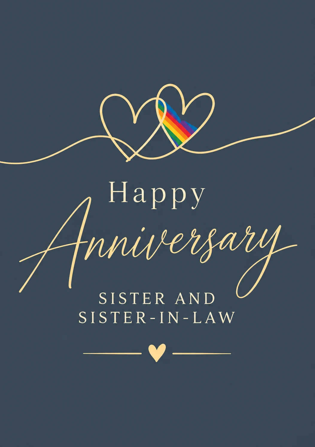 Rainbow Hearts LGBTQ+ Sister Anniversary Card for Her