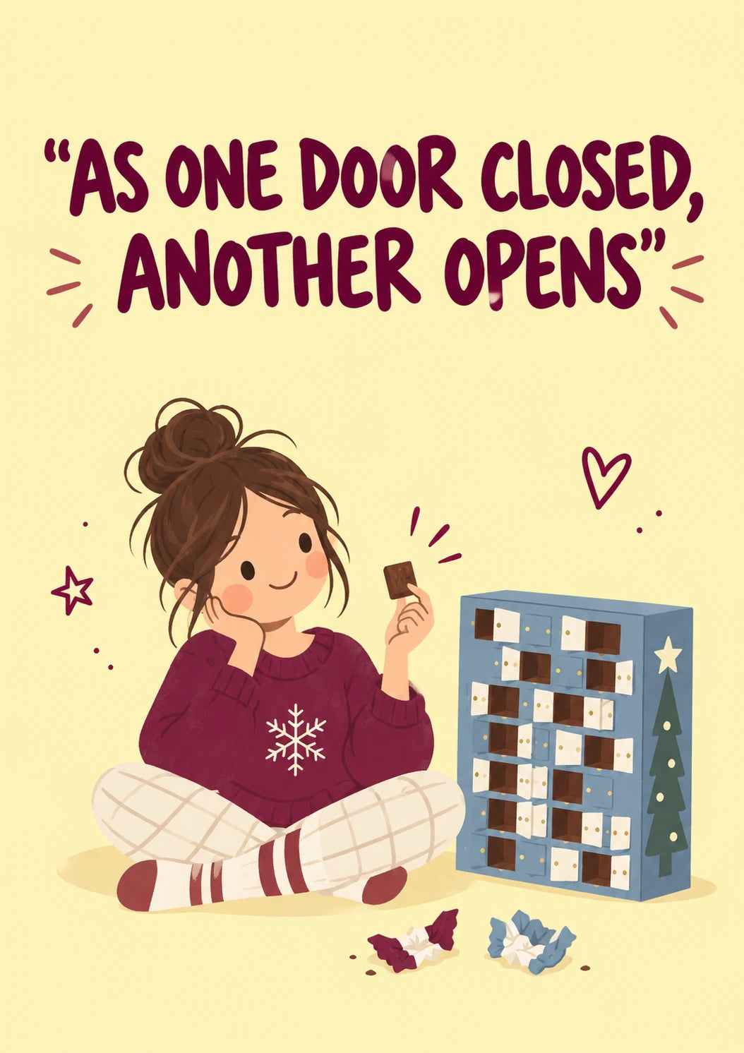 Advent Calendar Chocolate Door Christmas Card for Her