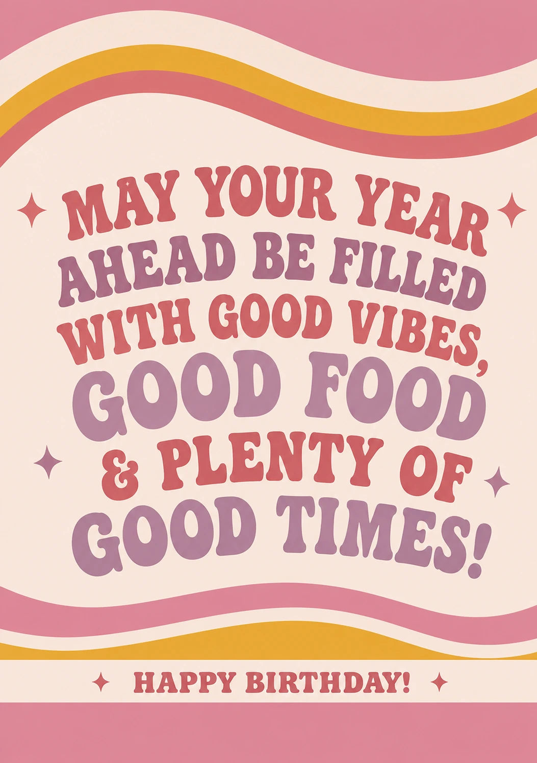 Retro Groovy Good Vibes Birthday Card for Her