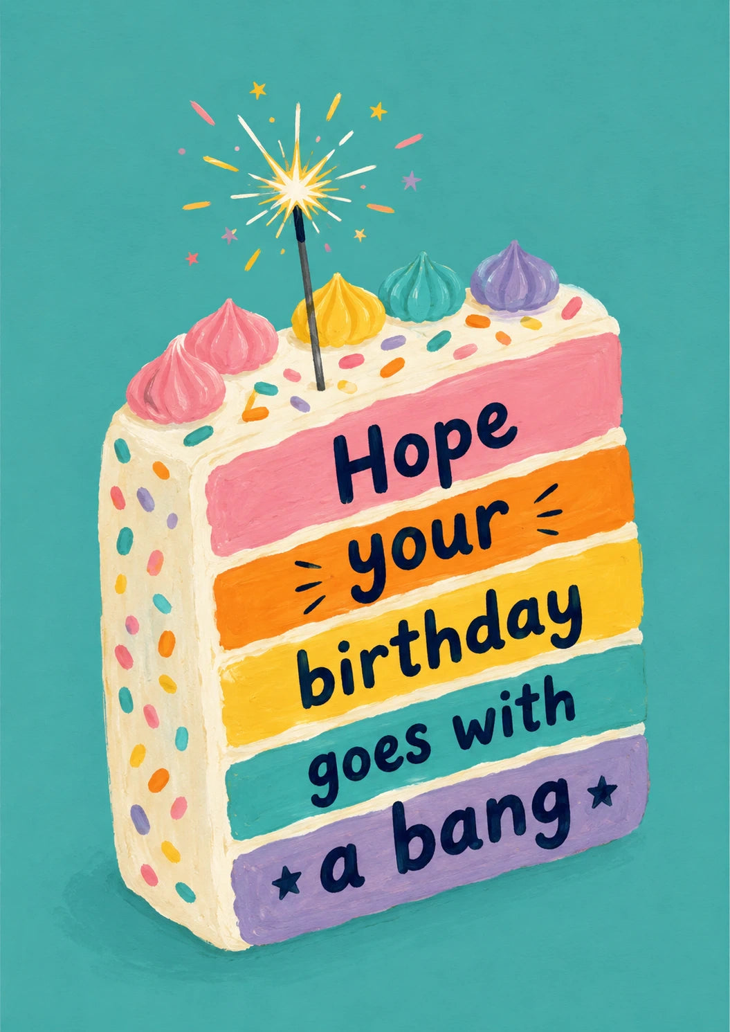 Funny Rainbow Cake Sparkler 25th Birthday Card