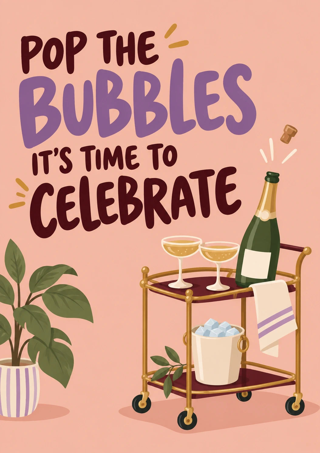 Pop The Bubbles Champagne Celebration Anniversary Card for Him