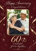 Load image into Gallery viewer, Gold Ribbon 60 Years Photo Upload Anniversary Card for Him
