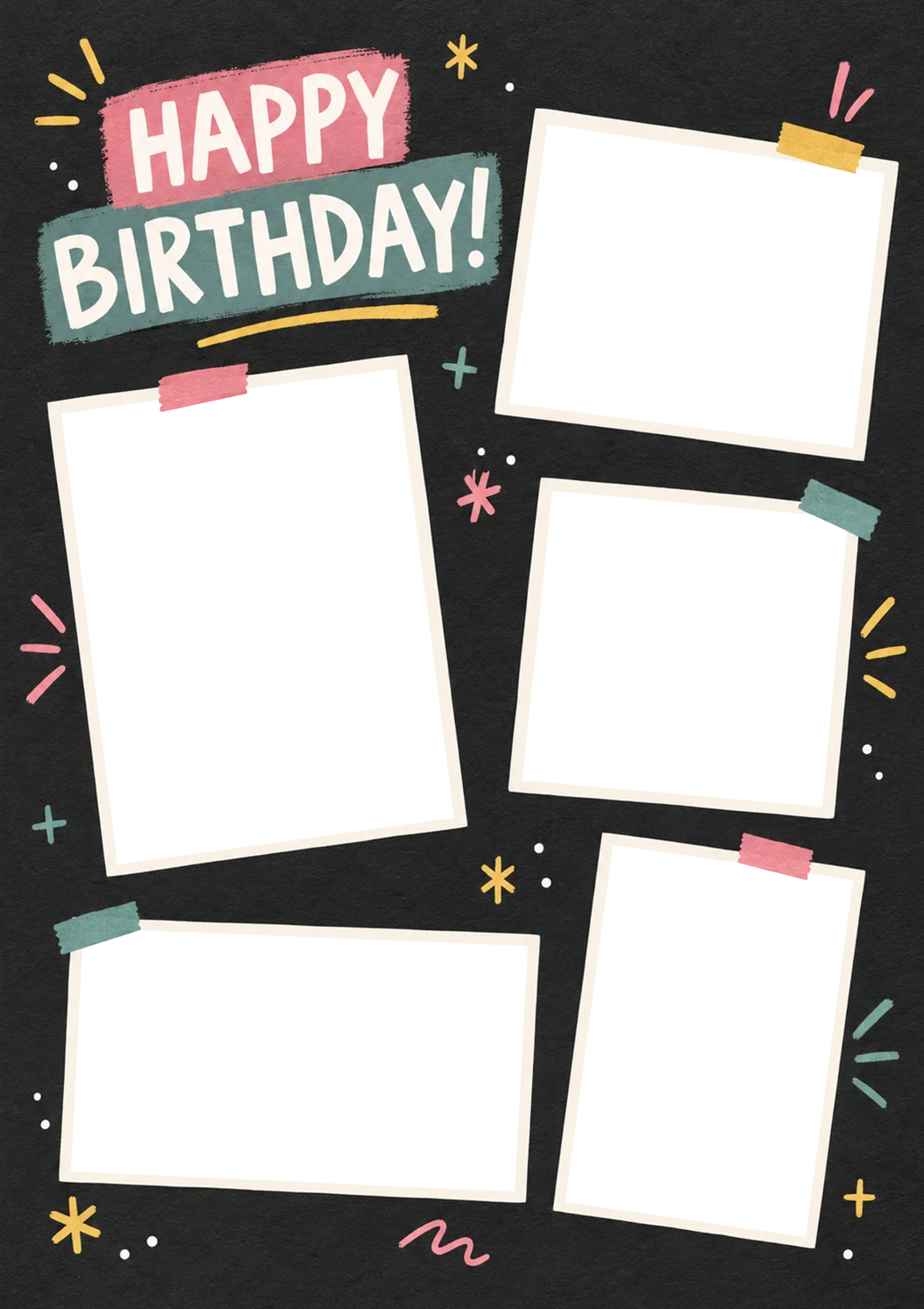 Happy Birthday Chalkboard Collage Photo Upload Birthday Card