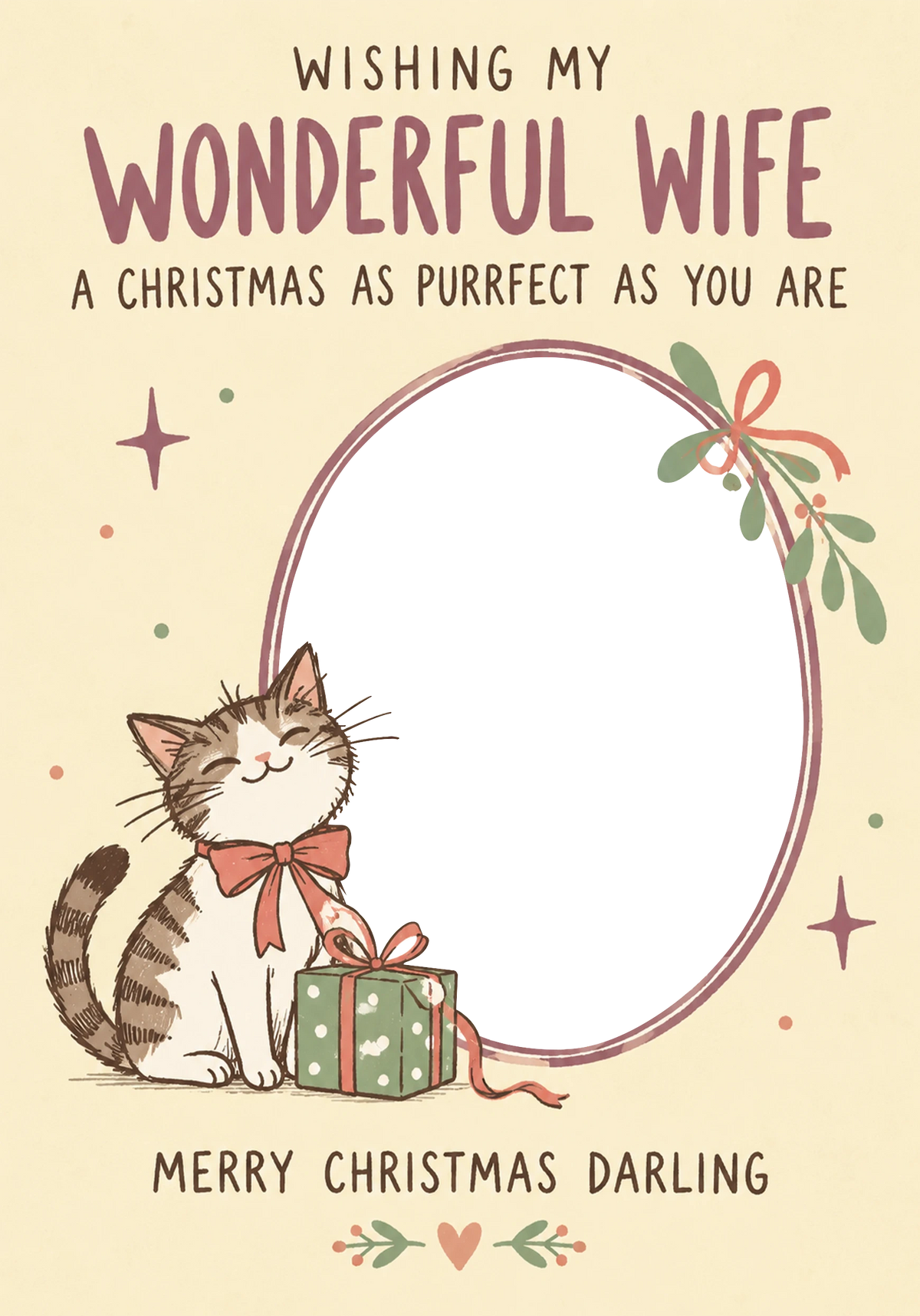 Purrfect Wife Cat Christmas Photo Upload Birthday Card for Her