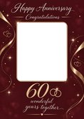 Load image into Gallery viewer, Gold Ribbon 60 Years Photo Upload Anniversary Card for Him
