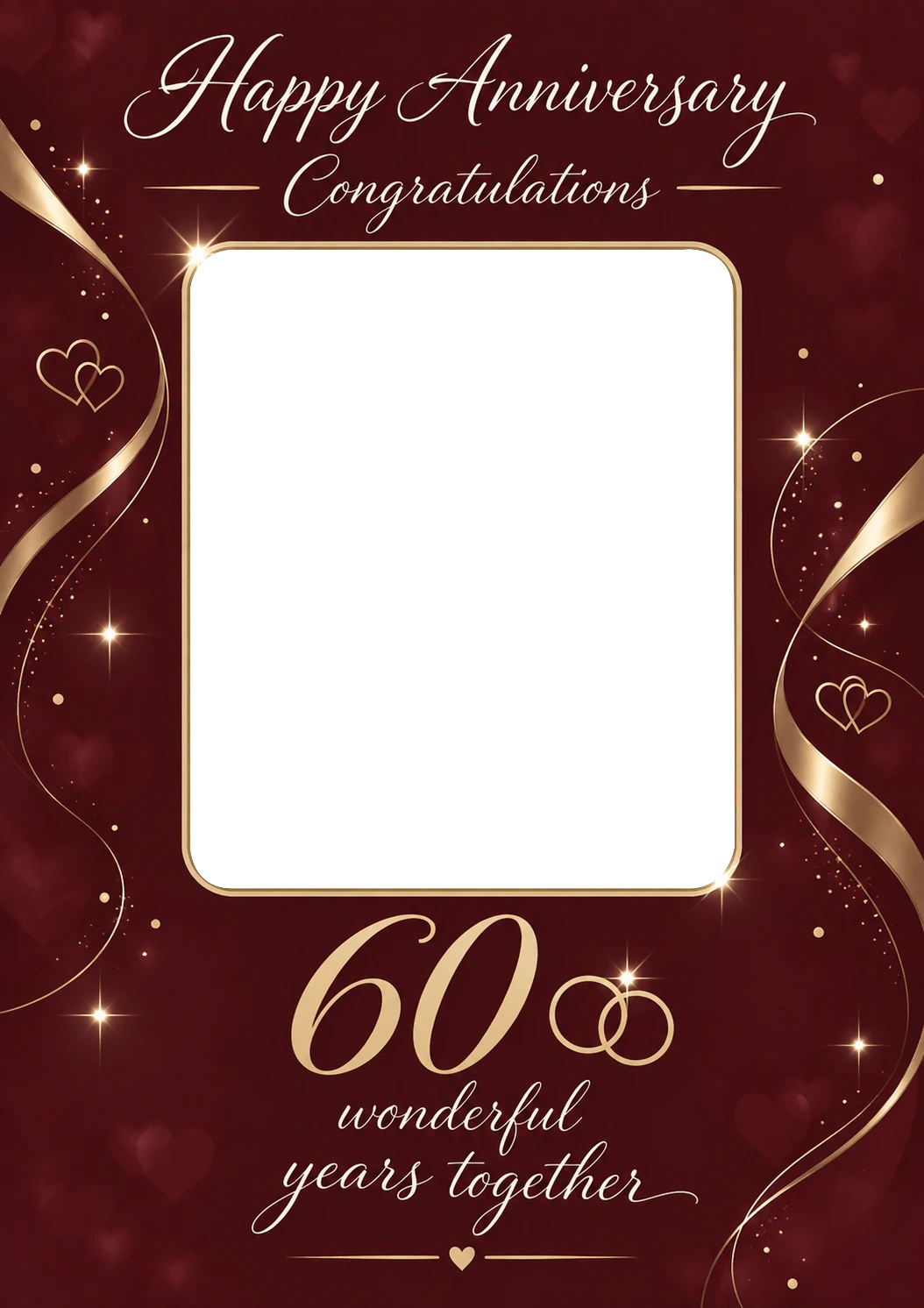 Gold Ribbon 60 Years Photo Upload Anniversary Card for Him