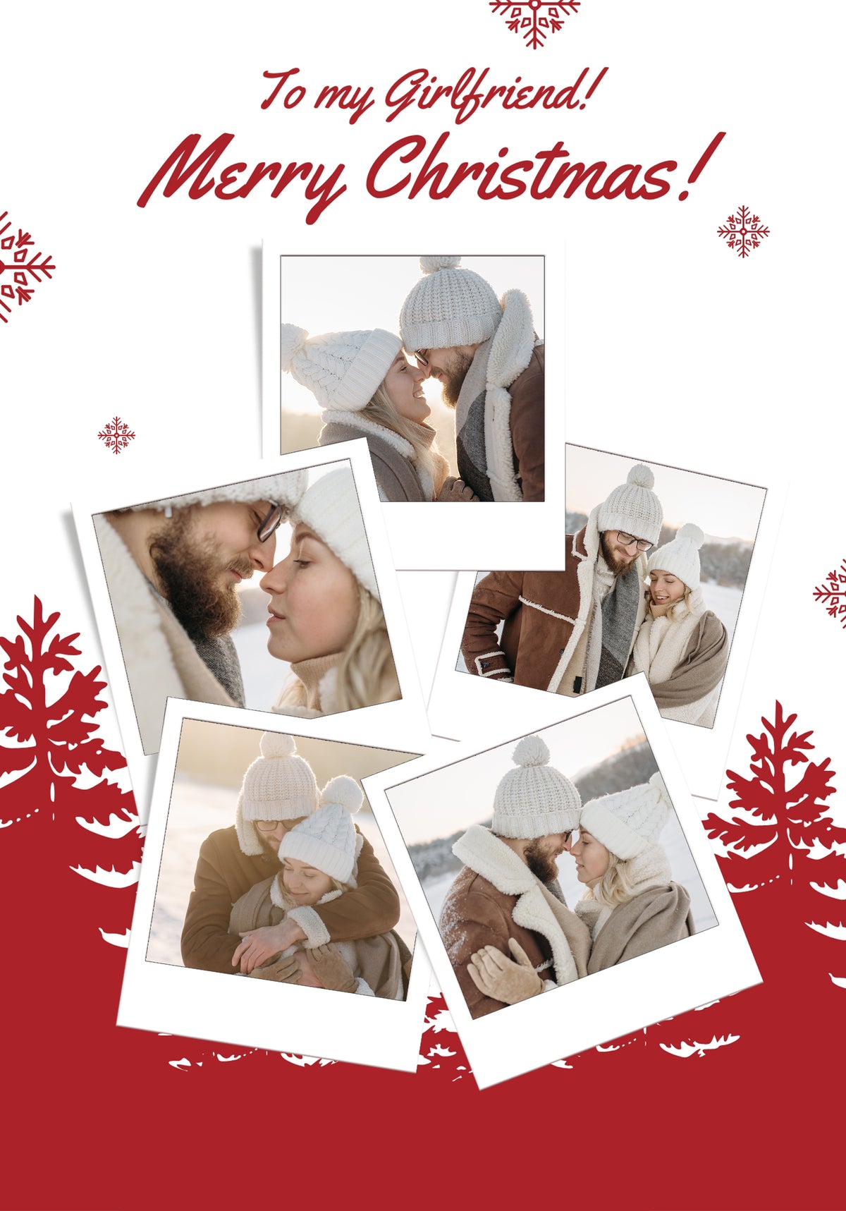 Multiple Polaroid Scatter Photo Upload Christmas Card for Her