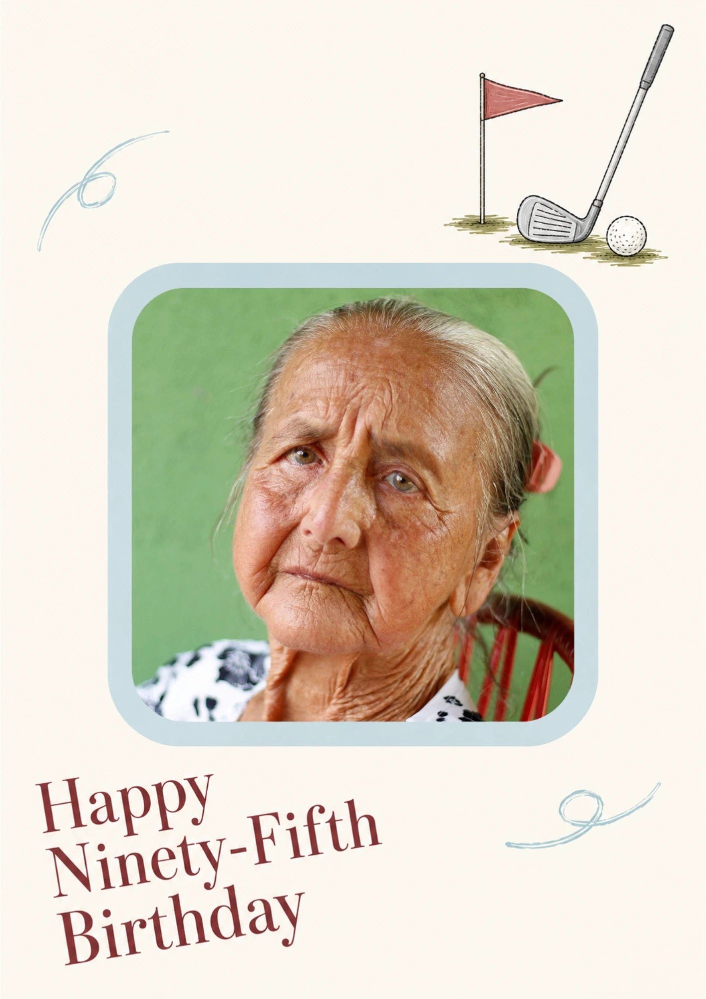 Golf Theme 95th Birthday Photo Upload Birthday Card for Her