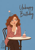 Load image into Gallery viewer, Funny Sad Woman Alone at Table Halloween Card for Her
