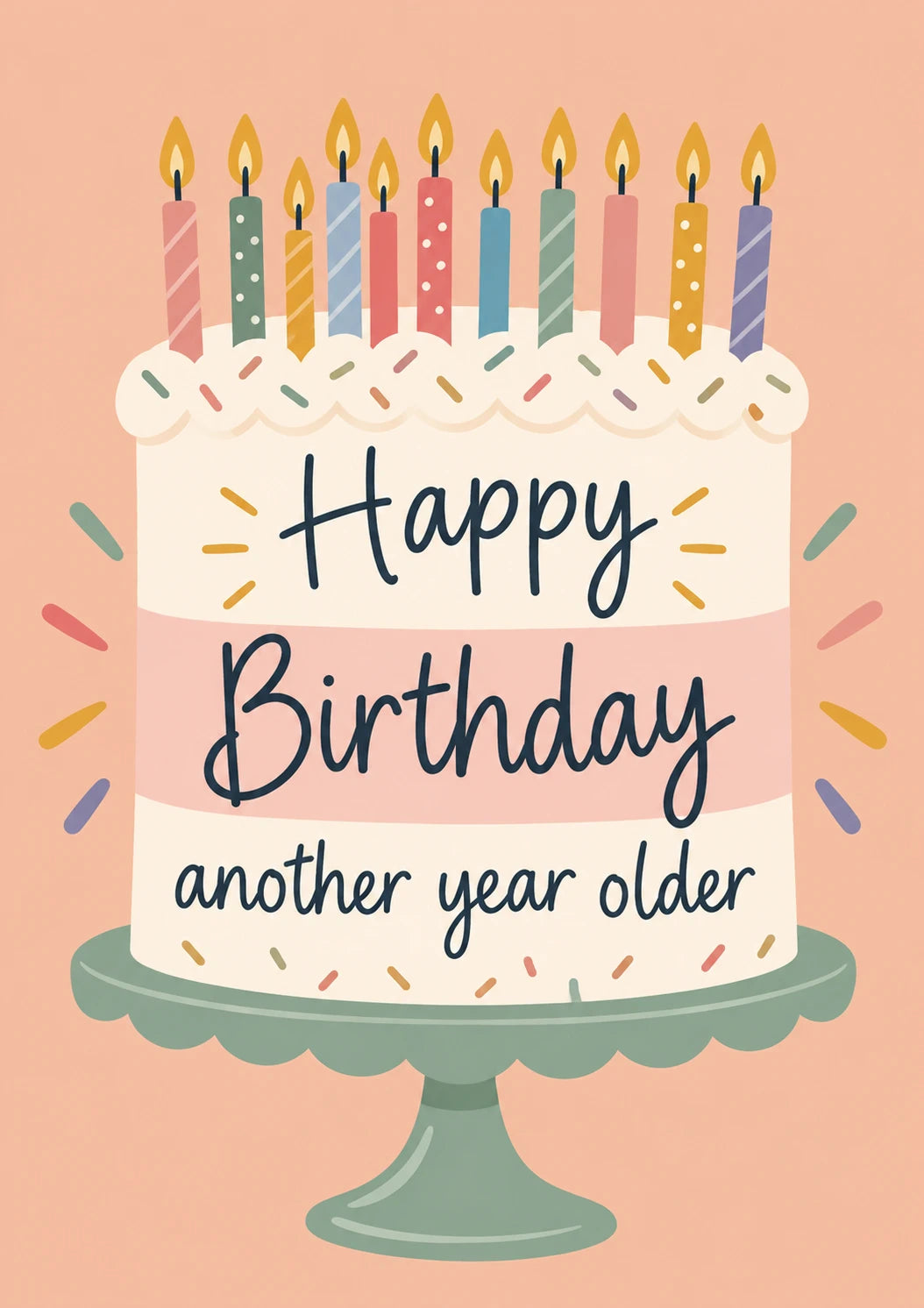 Funny Colourful Cake Another Year Older 19th Birthday Card