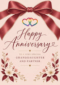 Load image into Gallery viewer, Rainbow Hearts Bow Floral Anniversary Card for Her
