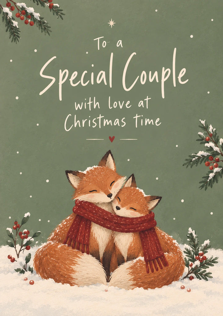 Snuggling Foxes Special Couple Christmas Card