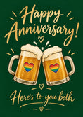 Load image into Gallery viewer, Rainbow Hearts Beer Cheers LGBTQ+ Anniversary Card
