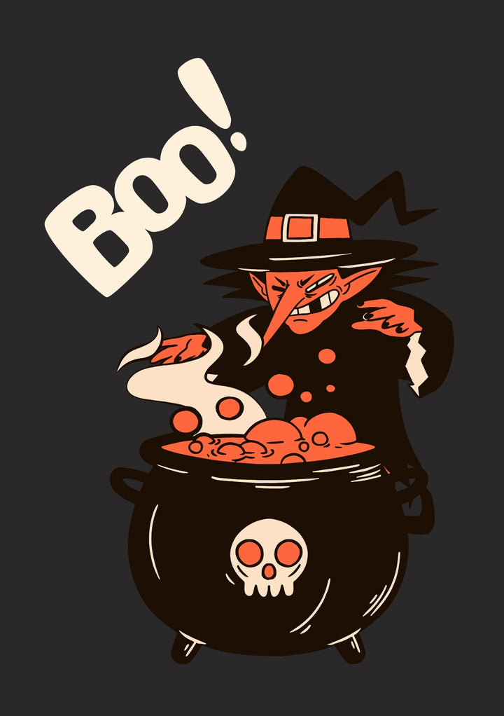 Funny Witch Cauldron Boo Halloween Card