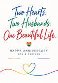 Load image into Gallery viewer, Two Hearts Two Husbands LGBTQ+ Anniversary Card for Him
