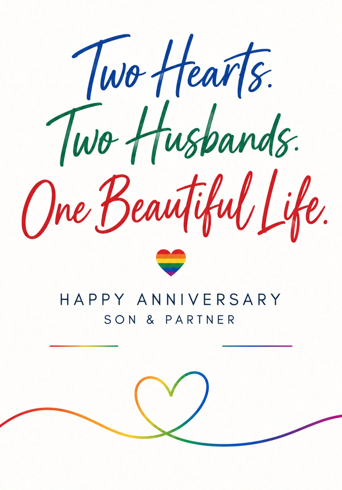 Two Hearts Two Husbands LGBTQ+ Anniversary Card for Him