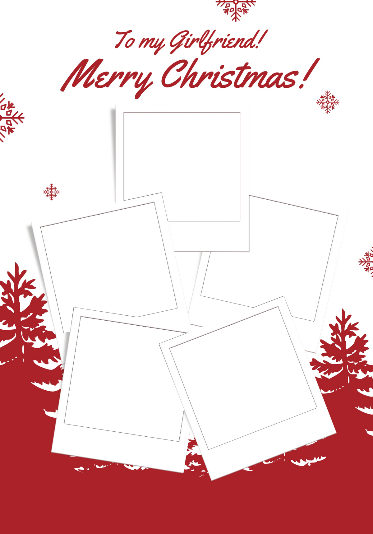 Multiple Polaroid Scatter Photo Upload Christmas Card for Her