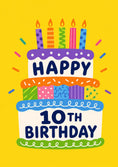 Load image into Gallery viewer, Colourful Cake and Candles 10th Birthday Card
