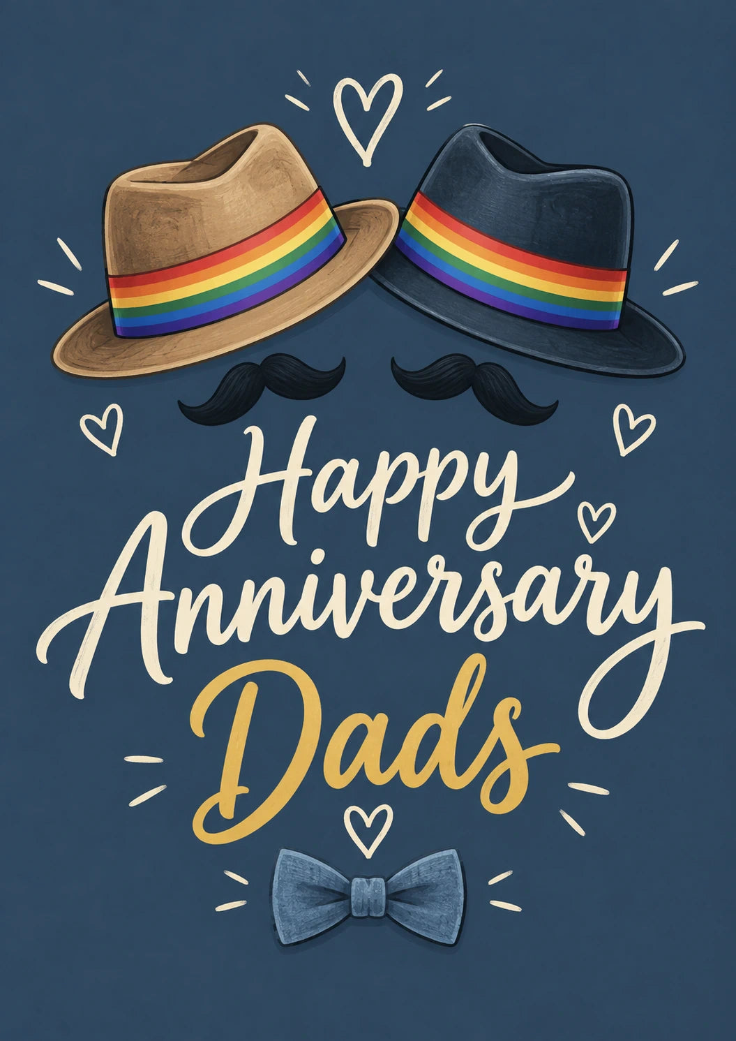 Rainbow Hat Two Dads Happy Anniversary Card