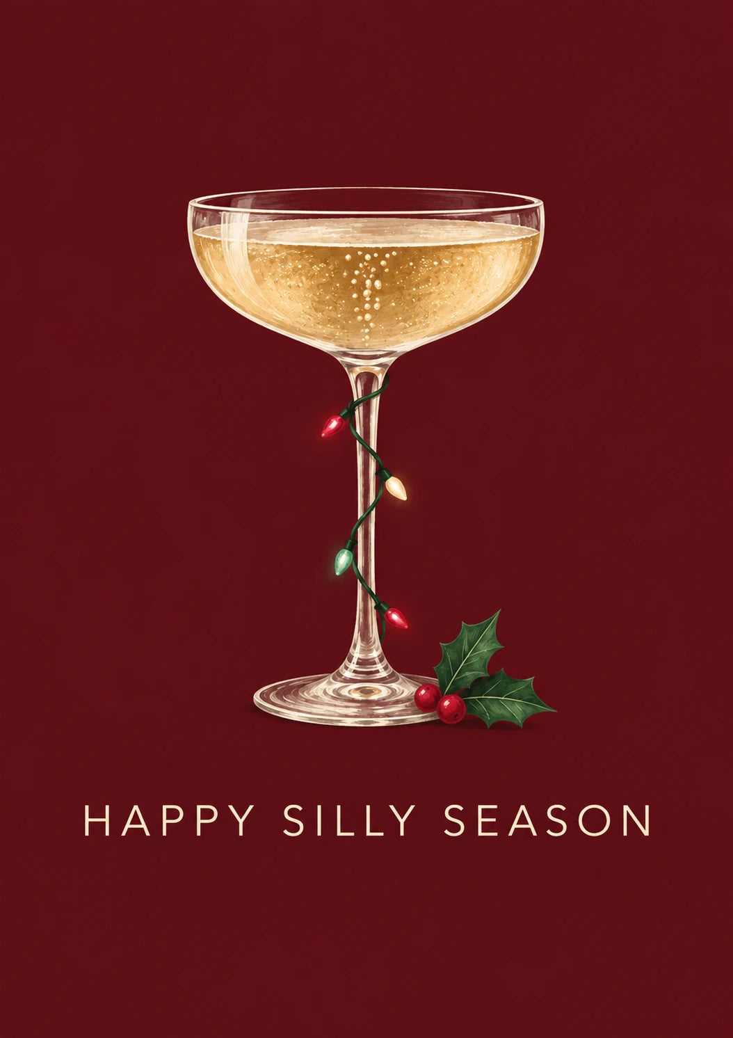 Funny Happy Silly Season Champagne Coupe Christmas Card for Her