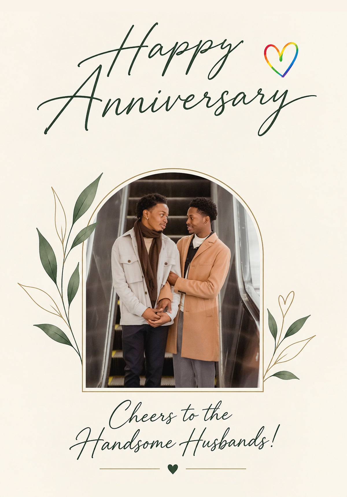 Cheers to the Handsome Husbands Photo Upload Anniversary Card