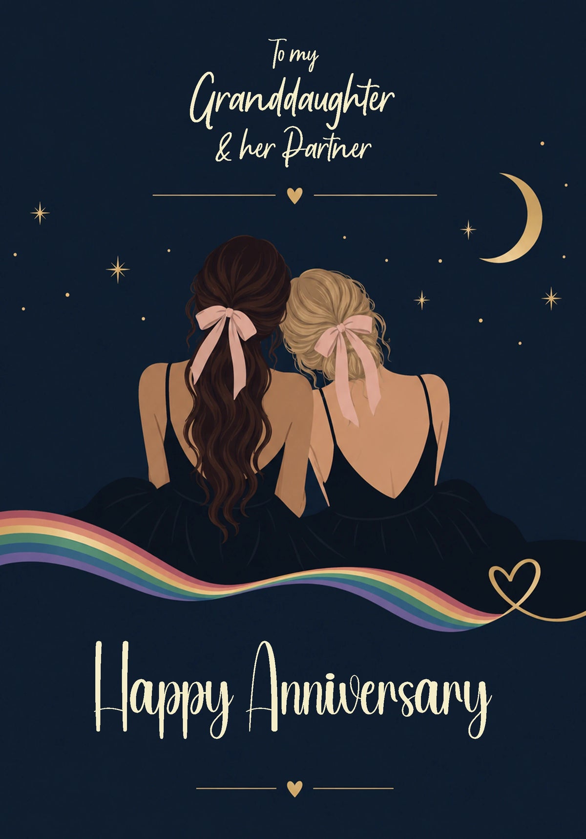 Granddaughter & Her Partner Rainbow Anniversary Card