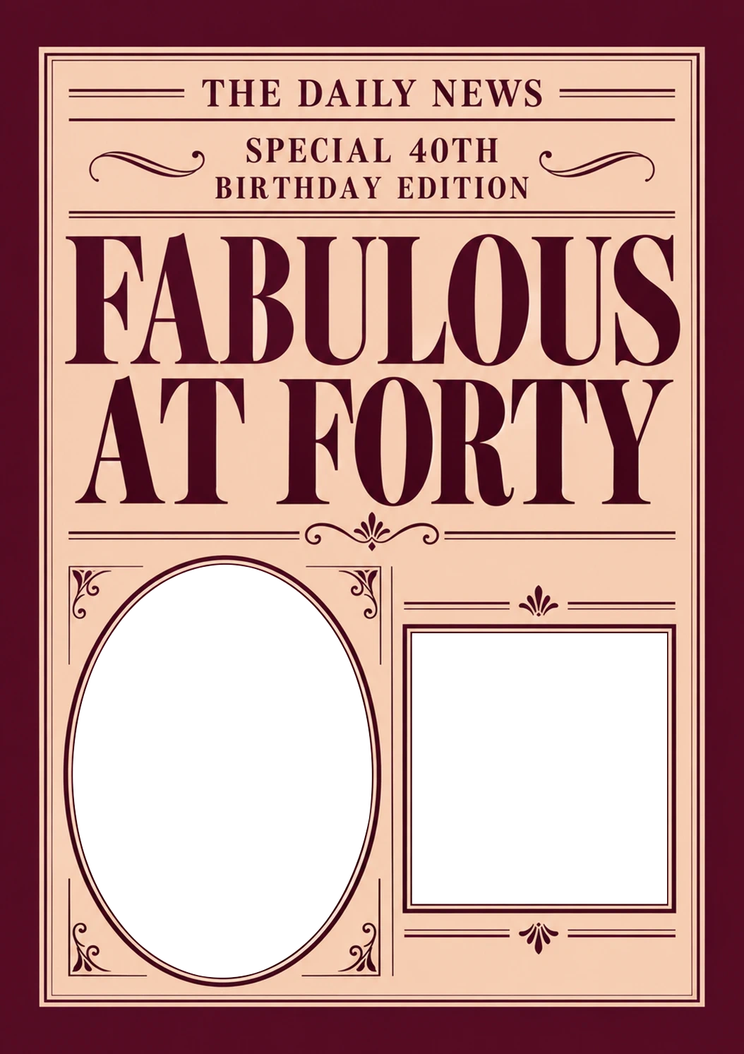 Funny Fabulous at Forty Newspaper Spoof Photo Upload 40th Birthday Card