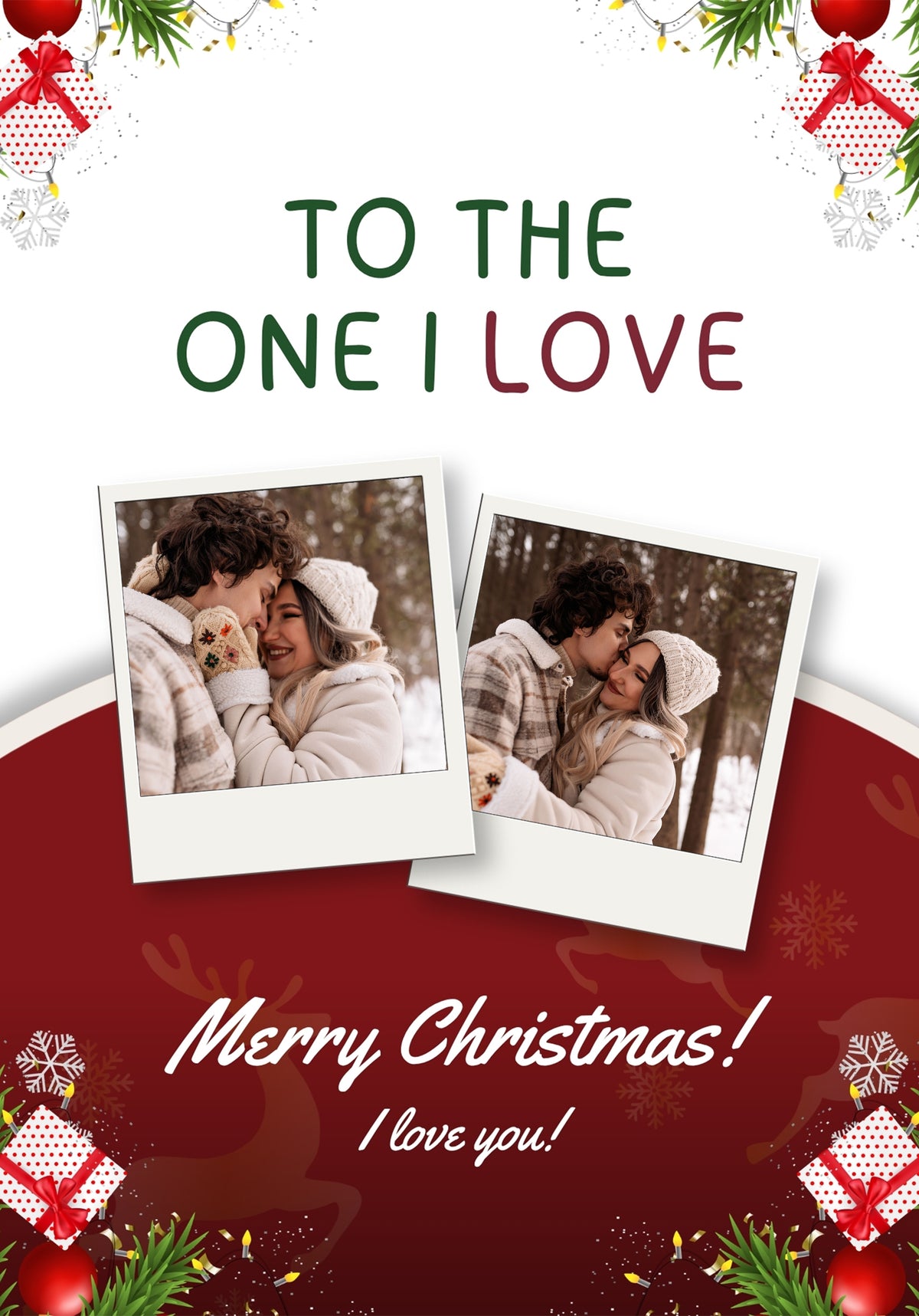 To the One I Love Photo Upload Christmas Card for Her