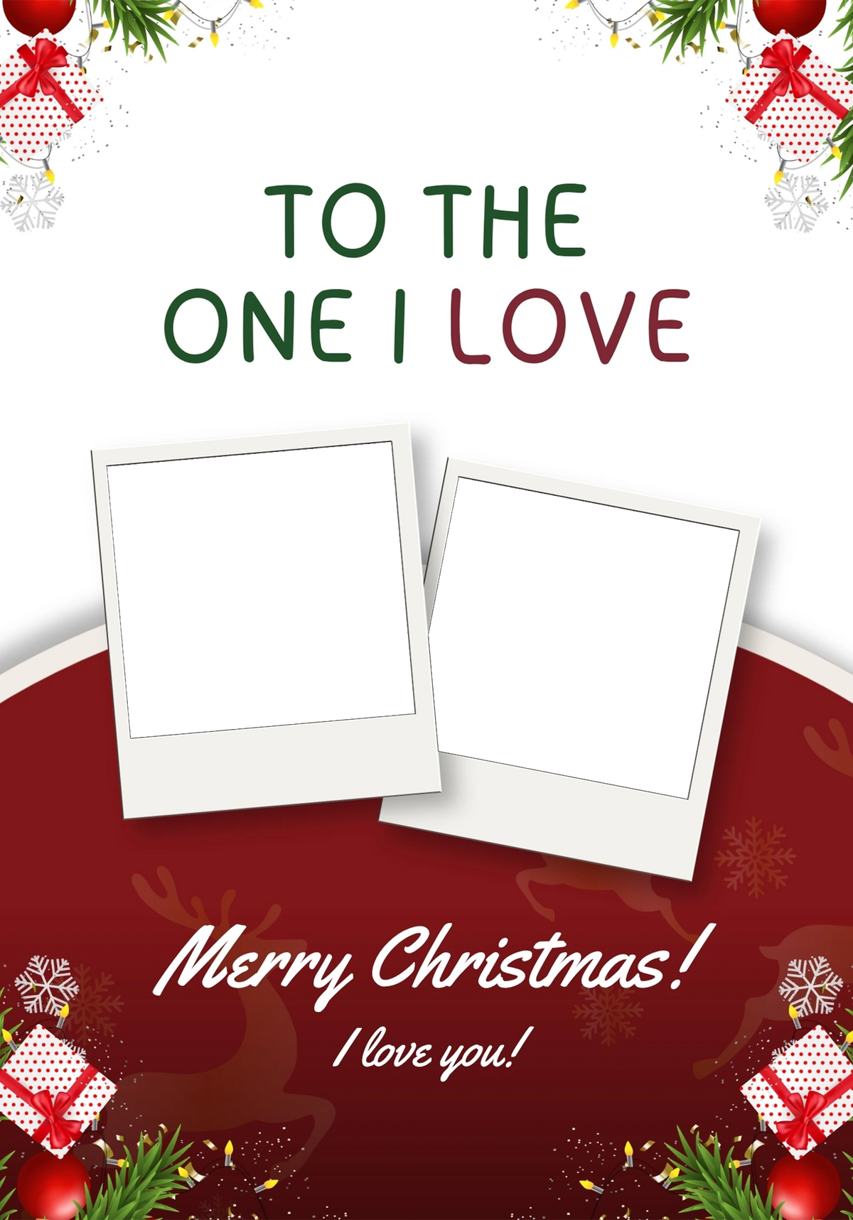 To the One I Love Photo Upload Christmas Card for Her
