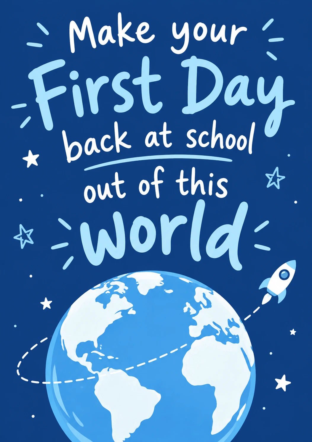 Out of This World Globe Rocket Back to School Card